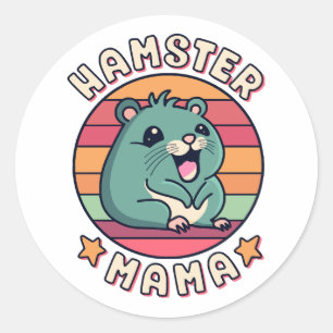 Sticker Rond Maman hamster mignon kawaii rongeur mère