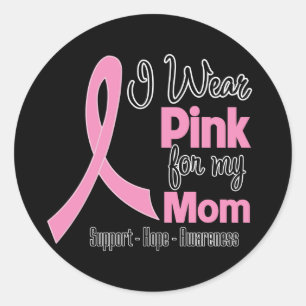 Sticker Rond Maman - Je porte le rose - Cancer du sein