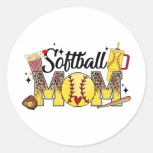 Sticker Rond Maman Jeu Vibes Fête des mères Femmes Softball Mam