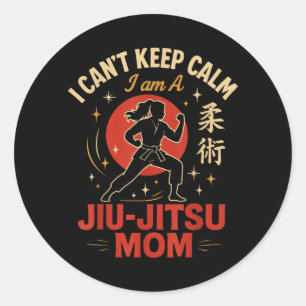 Sticker Rond Maman Jiu Jitsu Mère Rétro Vintage Ne Peut Pas Gar