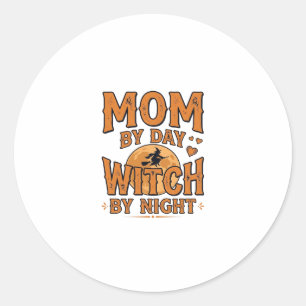 Sticker Rond Maman le jour sorcière la nuit conception de chemi