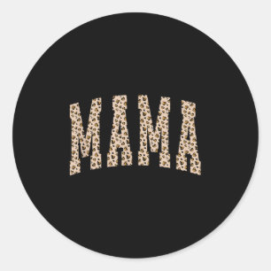 Sticker Rond Maman léopard, Maman à cœur rétro, Cadeau pour mam