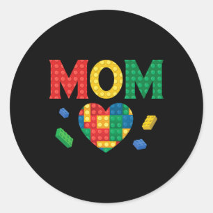 Sticker Rond Maman Lover Master Builder Blocs de briques Blocs