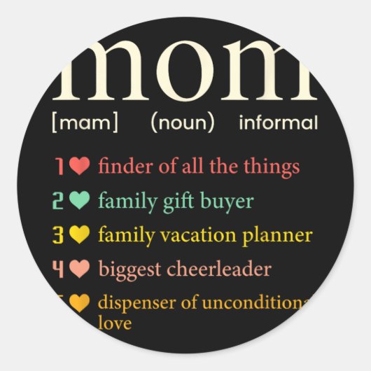 Sticker Rond Maman Noun Définition Funny Mama Fête des mères (Devant)