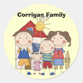 Sticker Rond Maman, Papa, Gros Garçon, Petite Famille