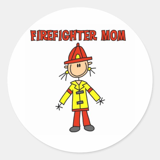 Sticker Rond Maman pompier (Devant)