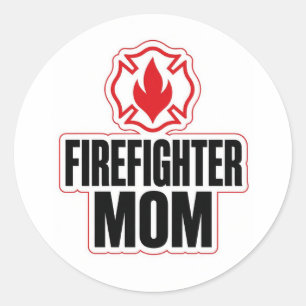 Sticker Rond Maman pompier fière