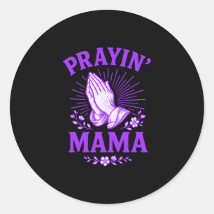 Sticker Rond Maman qui prie Maman chrétienne Religieux Mains qu