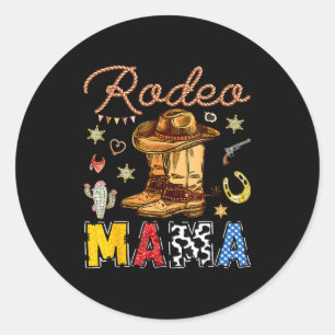 Sticker Rond Maman Rodéo Anniversaire Occidental Famille Cow-bo