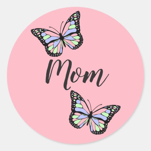 Sticker Rond Maman rose personnalisée (Devant)