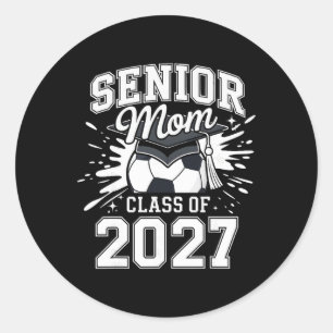 Sticker Rond Maman senior Cl de 2027 Coquette Bow Football Grad