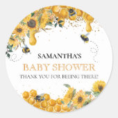 Sticker Rond Maman to Bee Aquarelle Tournesol Miel Merci (Devant)