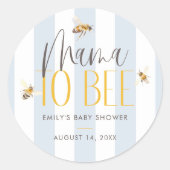 Sticker Rond Maman to Bee Honey Baby shower bleu (Devant)