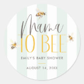 Sticker Rond Maman to Bee Honey Baby shower vert (Devant)