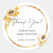 Sticker Rond Maman to Bee Honey Fleur sauvage Baby shower (Devant)
