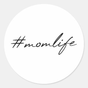 Sticker Rond #MamanVie Mère Conception moderne Script Fête de
