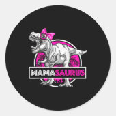 Sticker Rond Mamasaurus T-rex Matching Funny Mother Saurus Dino (Devant)