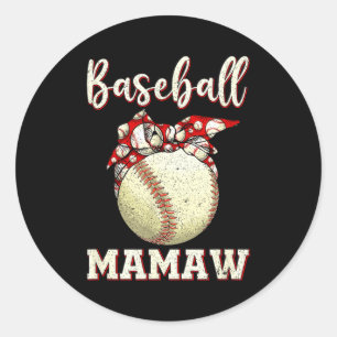 Sticker Rond Mamaw baseball vintage léopard softball féminin
