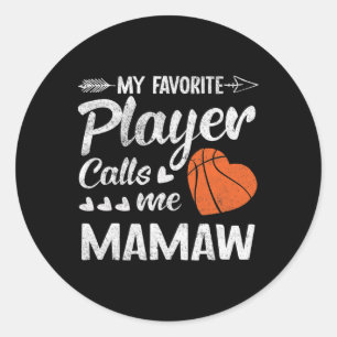 Sticker Rond Mamaw Bysketbyll Mon Joueur Favori M'Appelle Mamaw