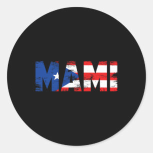 Sticker Rond Mami Porto Rico Flag Fierté Fête des mères Puerto