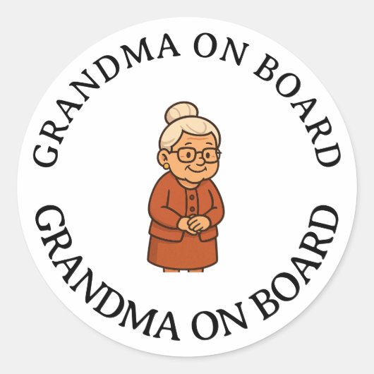 Sticker Rond Mamie à Bord (Devant)