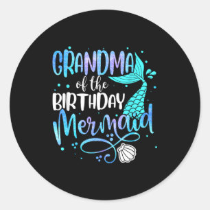 Sticker Rond Mamie de la famille de sirène d'anniversaire tenue