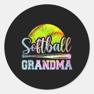 Sticker Rond Mamie de softball Joueuse de softball Jour de matc