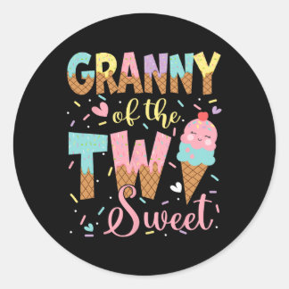 Sticker Rond Mamie Des Deux Douces 2e Fille D'Anniversaire Crea