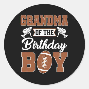 Sticker Rond Mamie du garçon d'anniversaire Fête de football Fa