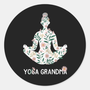 Sticker Rond Mamie Yoga Tee Méditation Amateur de Pilates Cadea