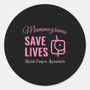 Sticker Rond Mammogrammes Sauver des vies Sensibilisation au ca