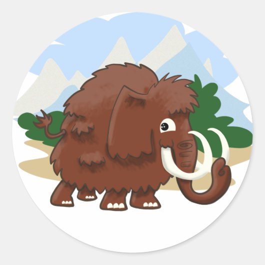 Sticker Rond Mammoth laineux (Devant)