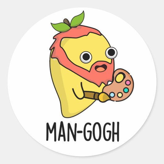 Sticker Rond Man gogh Funny Artiste Mango Pun (Devant)