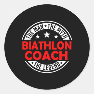 Sticker Rond Man Myth Biathlon Coach Légende Funny Biathlon Coa