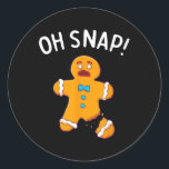 Sticker Rond Man Oh Snap Christmas Fun Cookie Baking Cadeau Sho<br><div class="desc">Man Oh Snap Christmas Fun Cookie Baking Cadeau Short Sleeve</div>