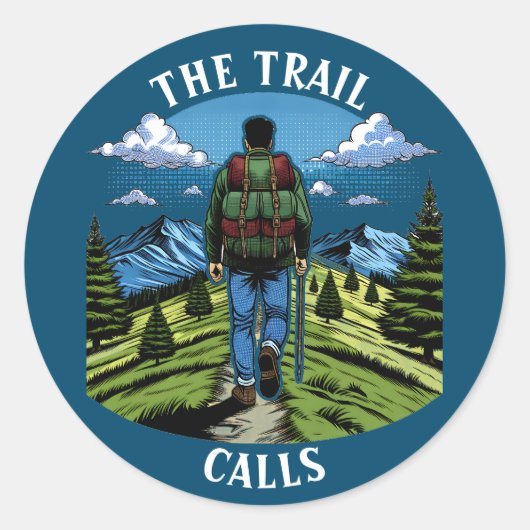 Sticker Rond Man Randonnée a Trail comme l'A.T. (Devant)