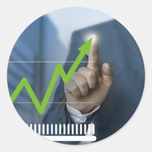 Sticker Rond Man showing stock price touchscreen concept