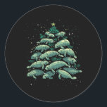 Sticker Rond Manatee Christmas Tree Manatee Xmas Boys &amp; Wom<br><div class="desc">Manatee Christmas Tree Manatee Xmas Boys & Femmes</div>