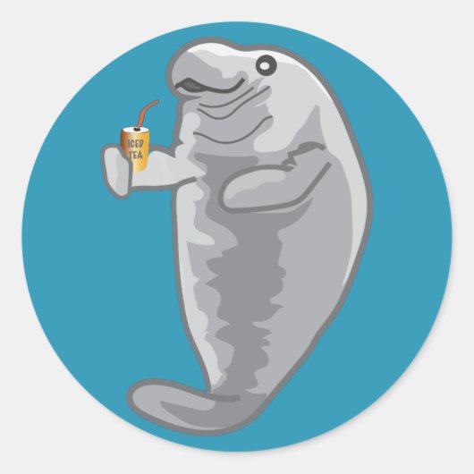Sticker Rond Manatee glacé - juste froid (Devant)