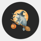 Sticker Rond Manatee sorcier Casquette Citrouille Costume Hallo (Devant)