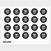Sticker Rond Manatee Van Gogh Style Starry Night Christmas Wint (Feuille)