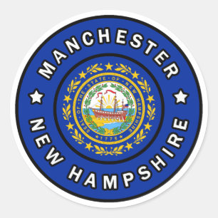 Sticker Rond Manchester New Hampshire
