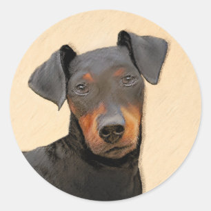 Sticker Rond Manchester Terrier Peinture Art animal original