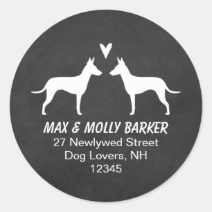 Sticker Rond Manchester Terrier Silhouettes Love Adresse de ret