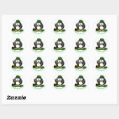 Sticker Rond Manchot chanceux de la Saint-Patrick  (Feuille)
