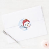 Sticker Rond Manchot de Noël (Enveloppe)