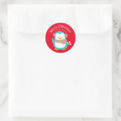 Sticker Rond Manchot de Noël (Sac)