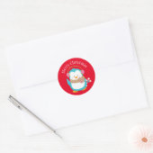Sticker Rond Manchot de Noël (Enveloppe)