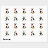 Sticker Rond Manchot de Noël (Feuille)