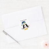 Sticker Rond Manchot de Noël (Enveloppe)